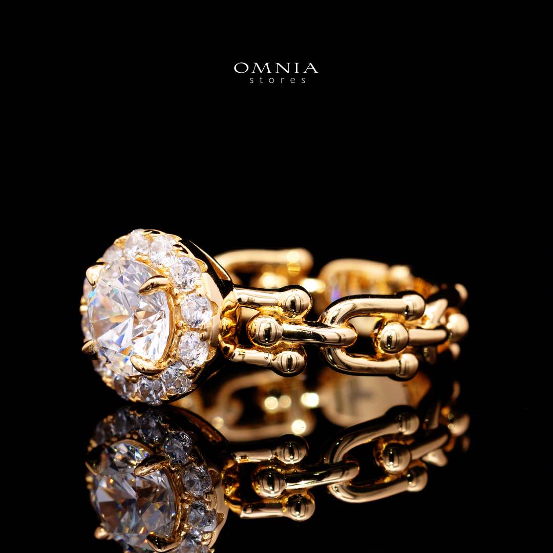 Omnia Shifaa Gold Ring In 925 Silver High Quality Certified Lab Crafted Round Cut Stones 1.25Ct