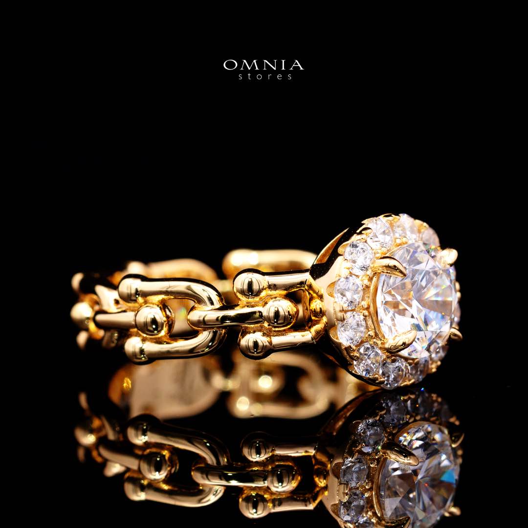 Omnia Shifaa Gold Ring In 925 Silver High Quality Certified Lab Crafted Round Cut Stones 1.25Ct