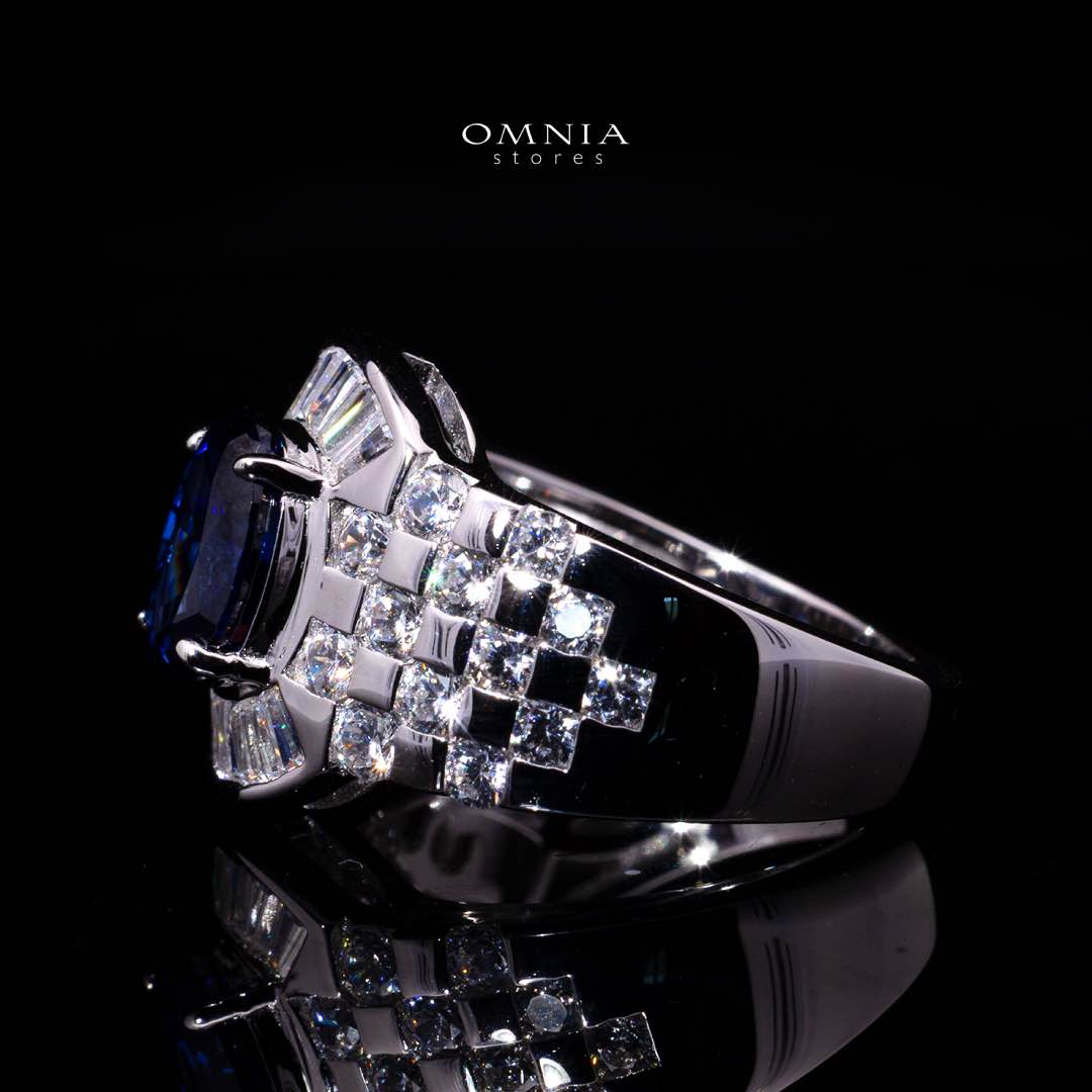Omnia Zareena Blue Silver Ring In 925 Silver High Quality Certified Lab Crafted Stones