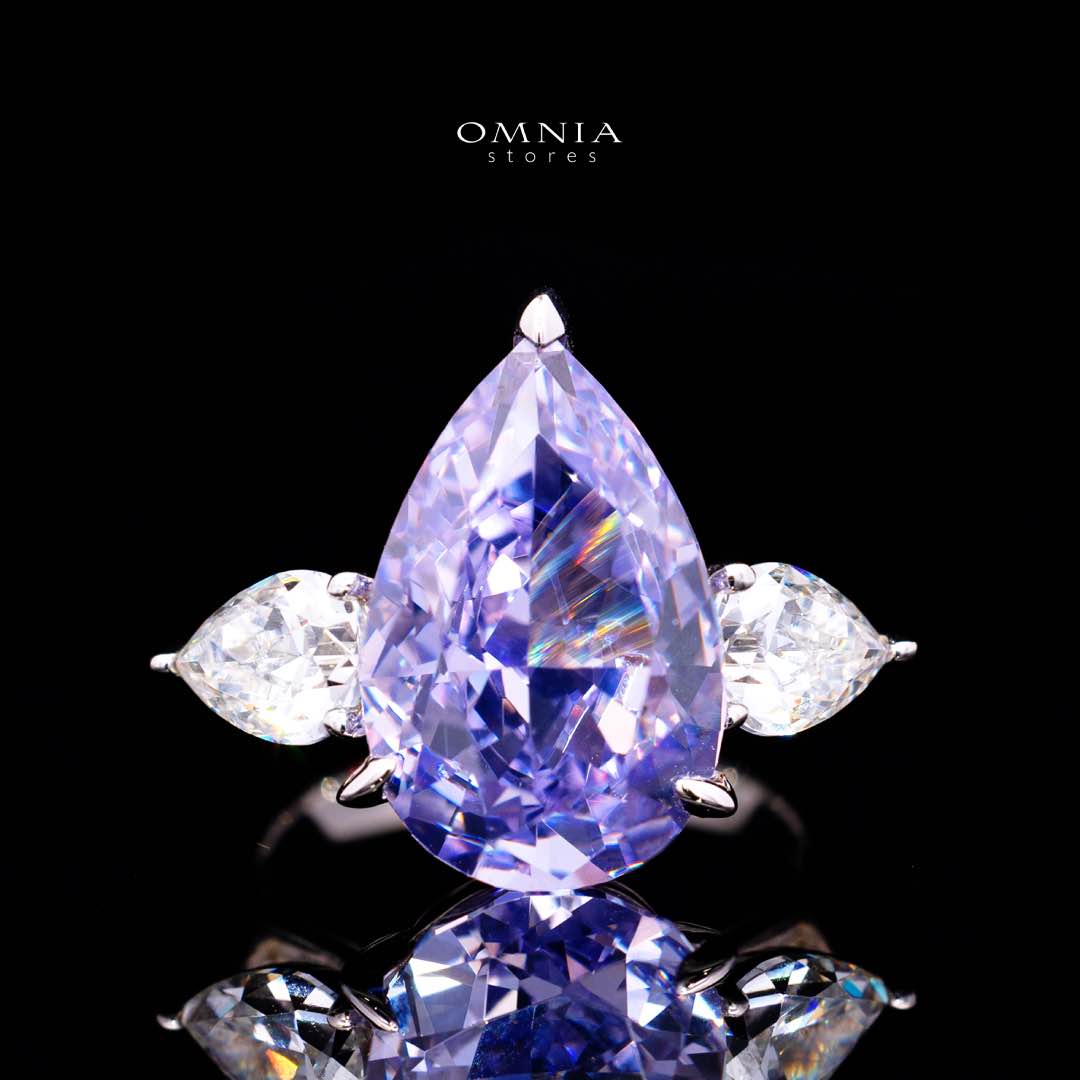 Omnia Nadira Light Purple and White Silver Ring In 925 Silver High Quality Certified Lab Crafted Stones 3.8Ct