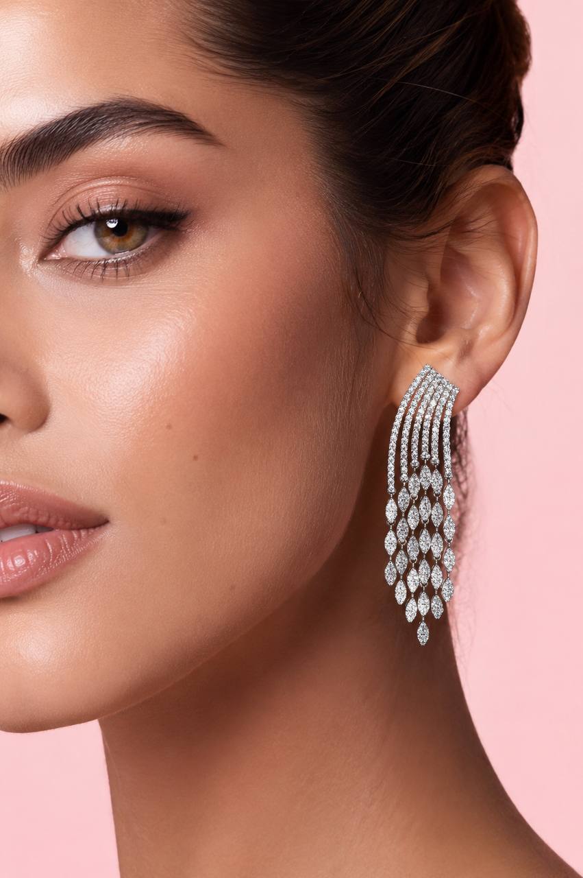 Lexie White Drop Earrings in 925 Silver With High Quality Simulated Diamonds