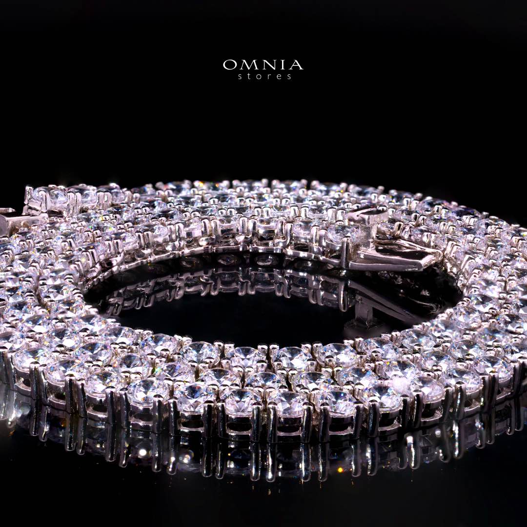 Omnia Shams 3mm Tennis Necklace in 925 Silver High Quality Simulated diamonds