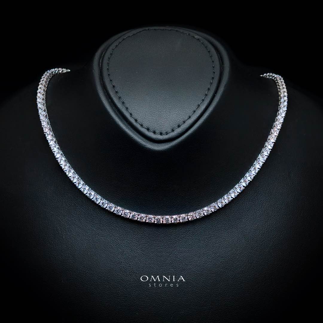 Calisha 3.0mm White Simulated Diamonds Tennis Necklace in 925 Silver