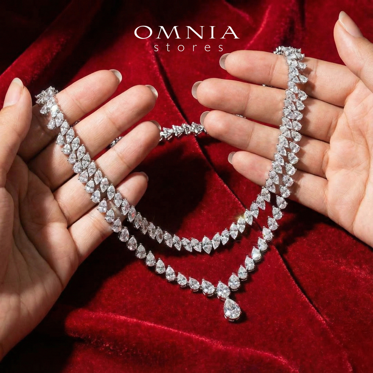 Malika Necklace 925 Silver in High Quality Simulated Diamonds - OMNIASTORES UAE