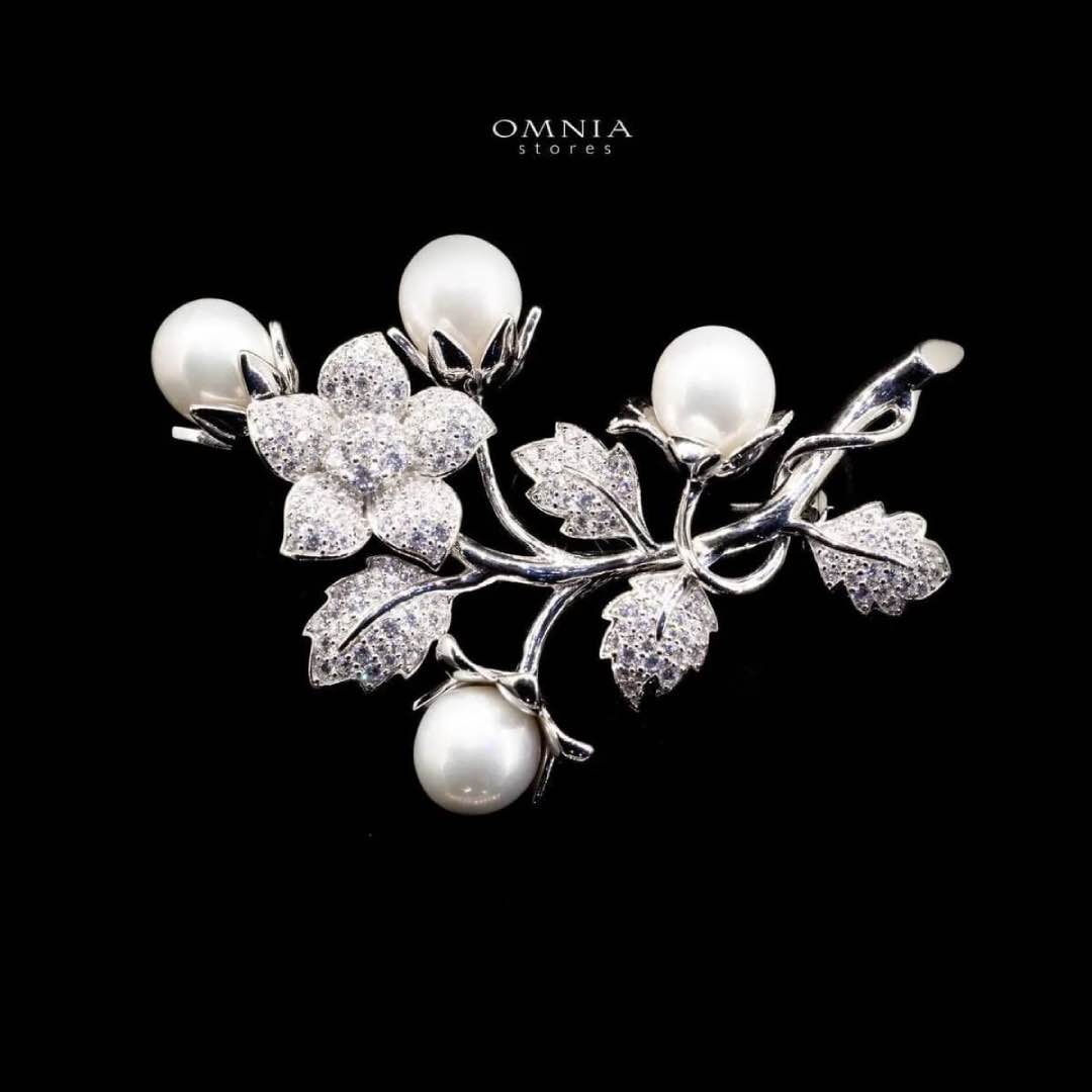 Omnia Ranya brooch in 925 Silver High Quality Simulated diamonds