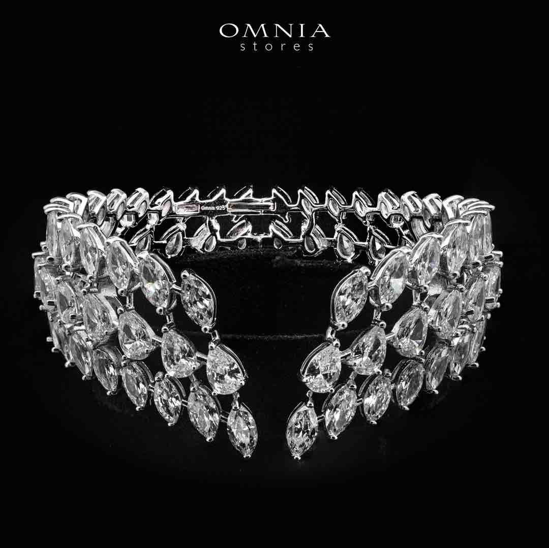 Omnia Sephy White Bangle With High Quality Simulated Diamonds In 925 Silver - OMNIASTORES UAE
