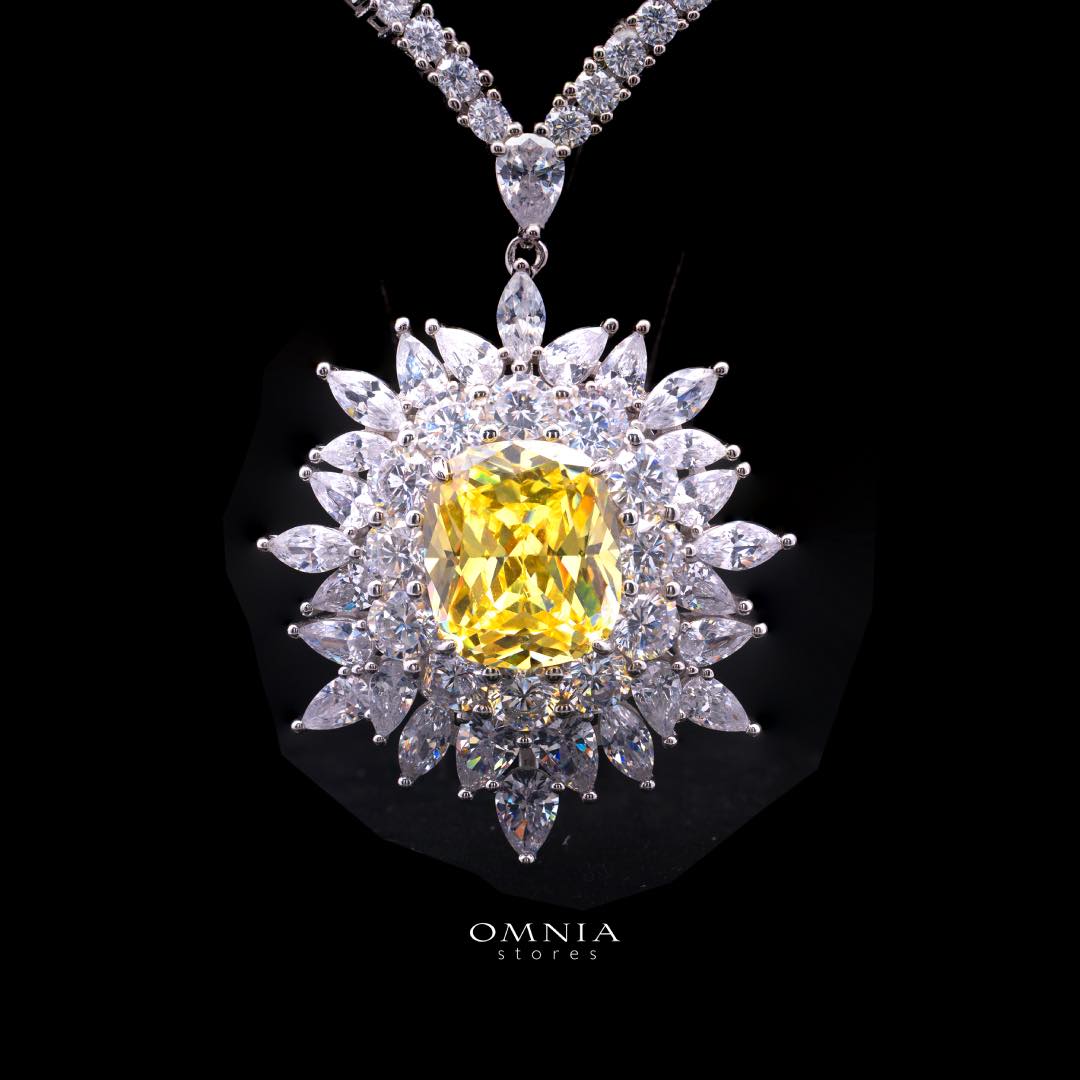 Omnia Thalia Yellow Necklace in 92.5 Silver High Quality Simulated diamonds