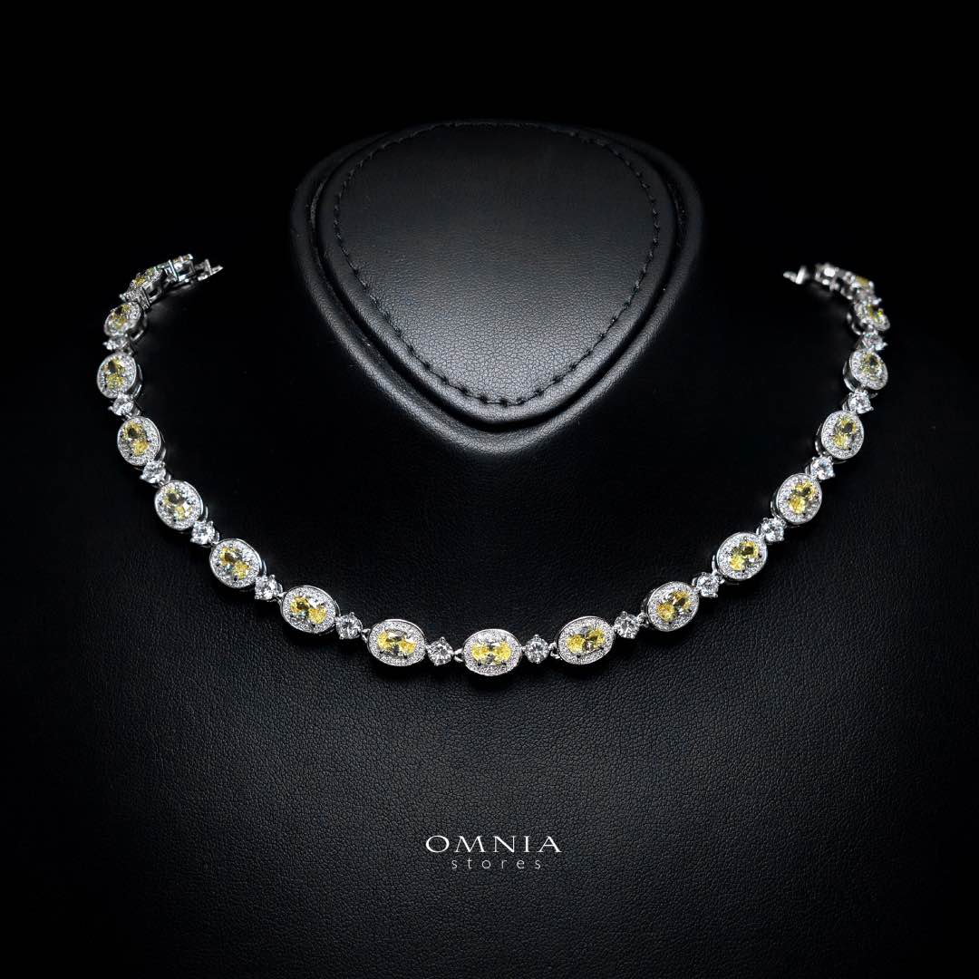 Omnia Asiya Yellow Necklace 925 Silver In High Quality Simulated diamonds