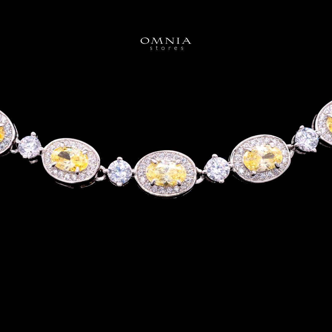 Omnia Asiya Yellow Necklace 925 Silver In High Quality Simulated diamonds