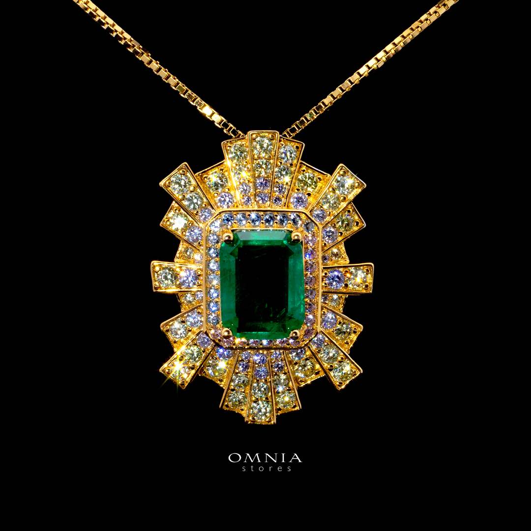 Omnia Green Radiance Necklace in 92.5 Silver with High Quality Simulated Diamonds