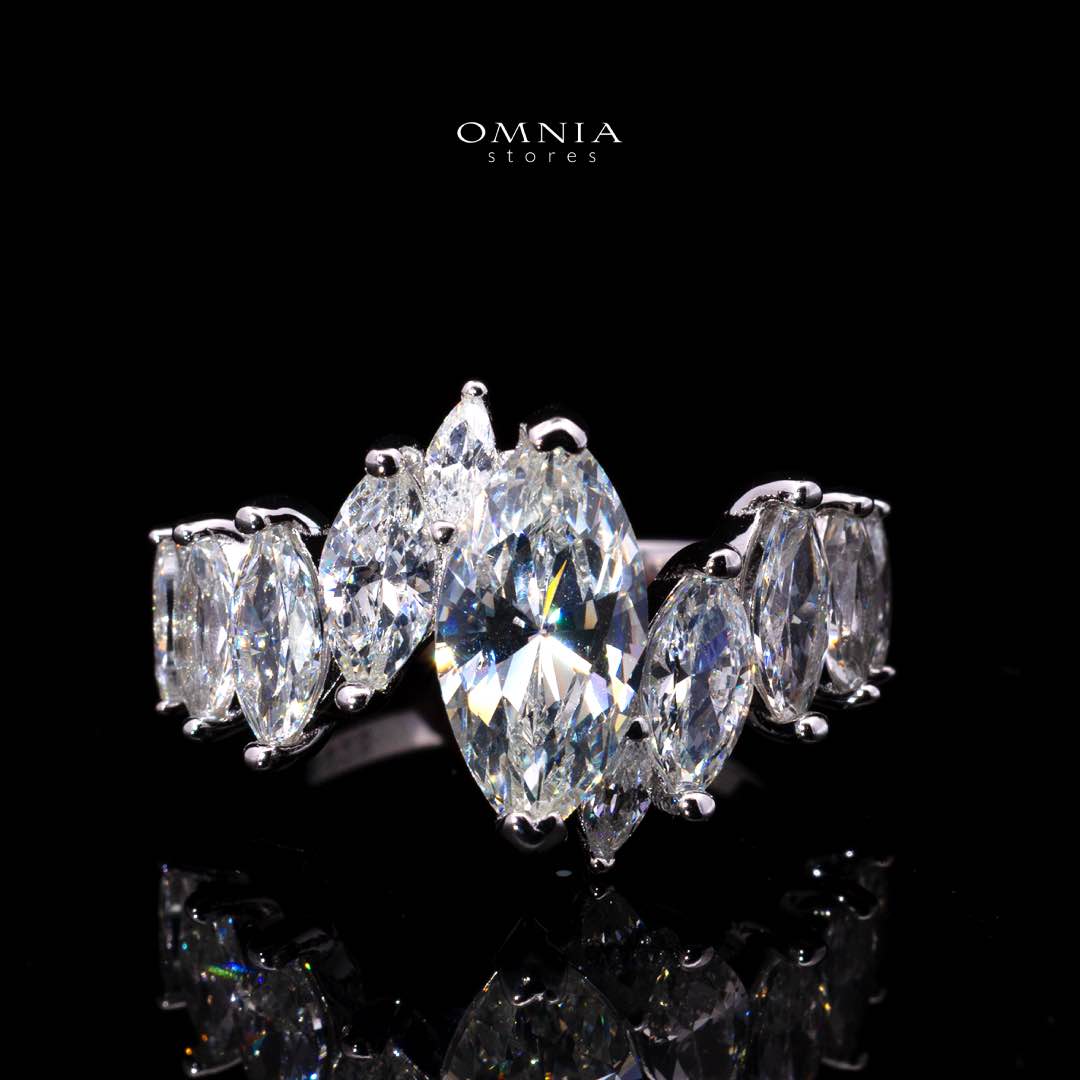 Liza White Marquise Cut Ring in 925 Silver With High Quality Simulated Diamonds