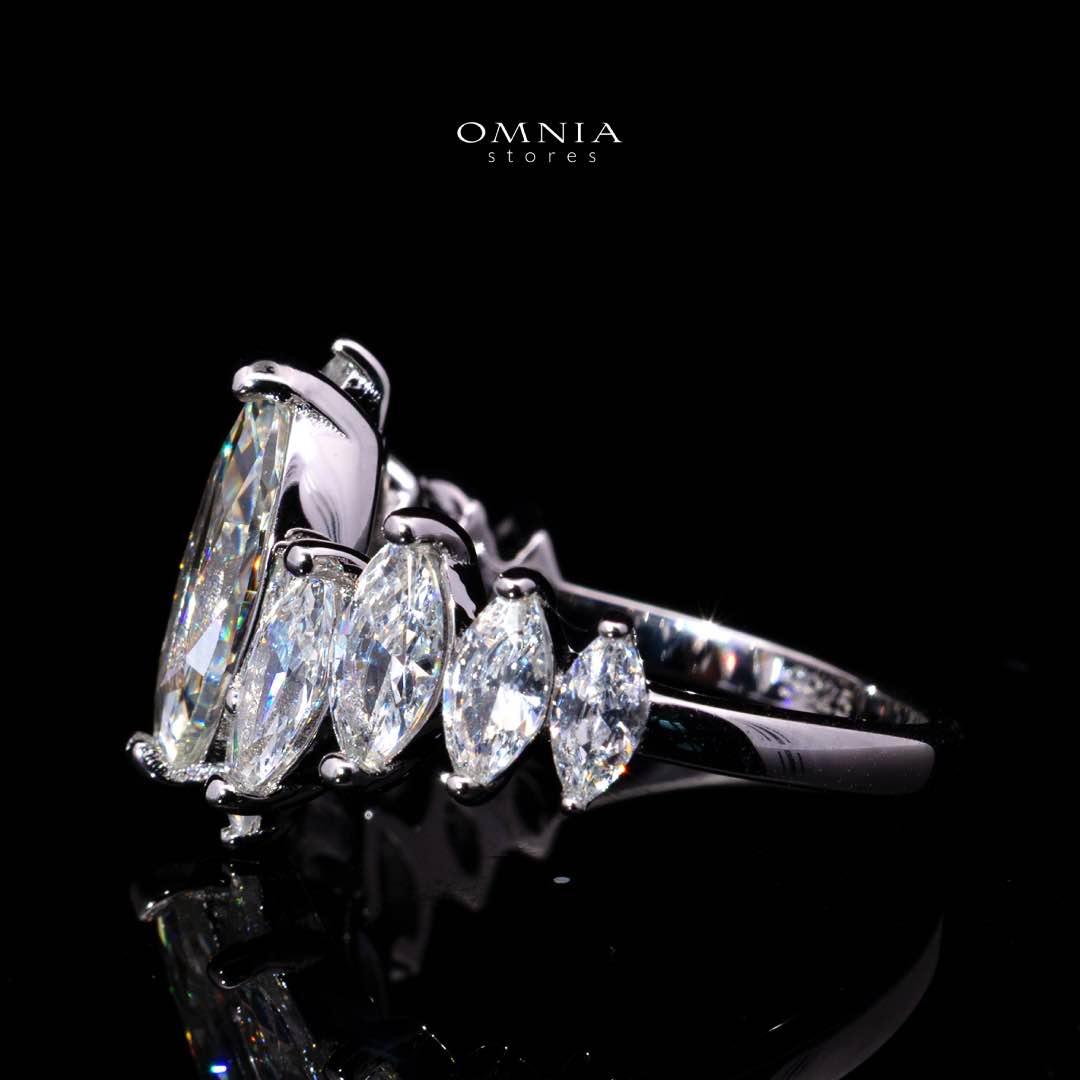 Liza White Marquise Cut Ring in 925 Silver With High Quality Simulated Diamonds