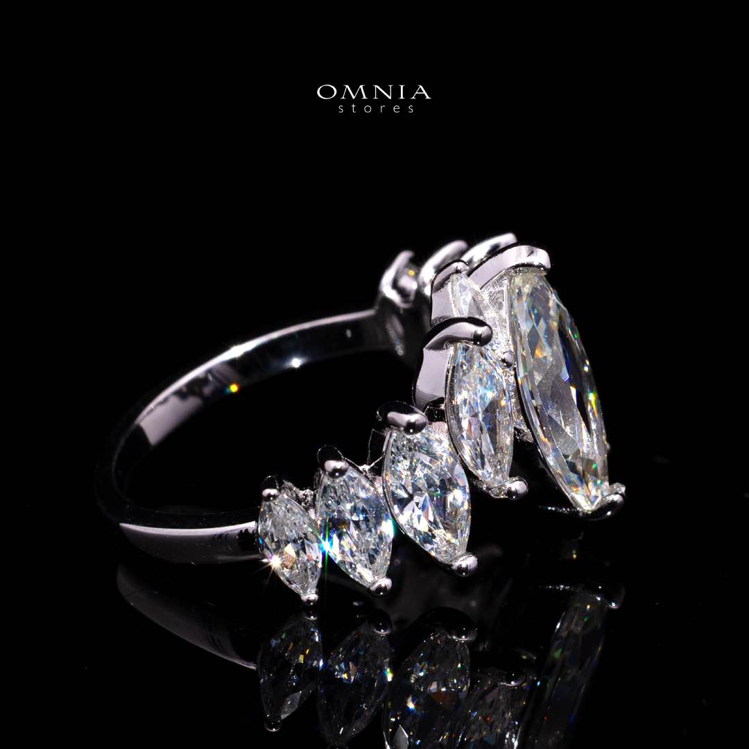 Liza White Marquise Cut Ring in 925 Silver With High Quality Simulated Diamonds