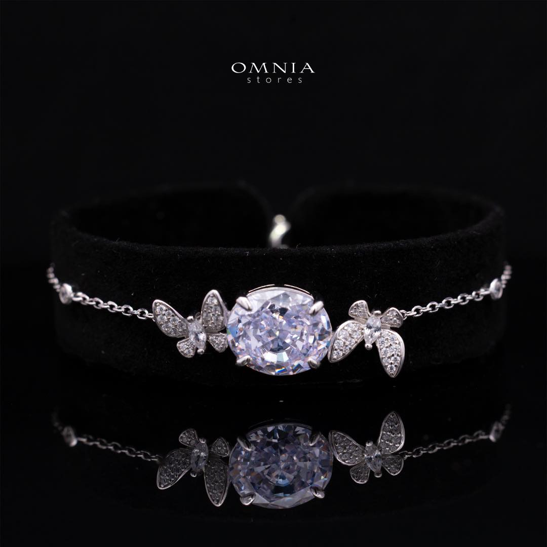 Omnia Maysun Pure White Bracelet in 92.5 Silver with High Quality Simulated Diamonds