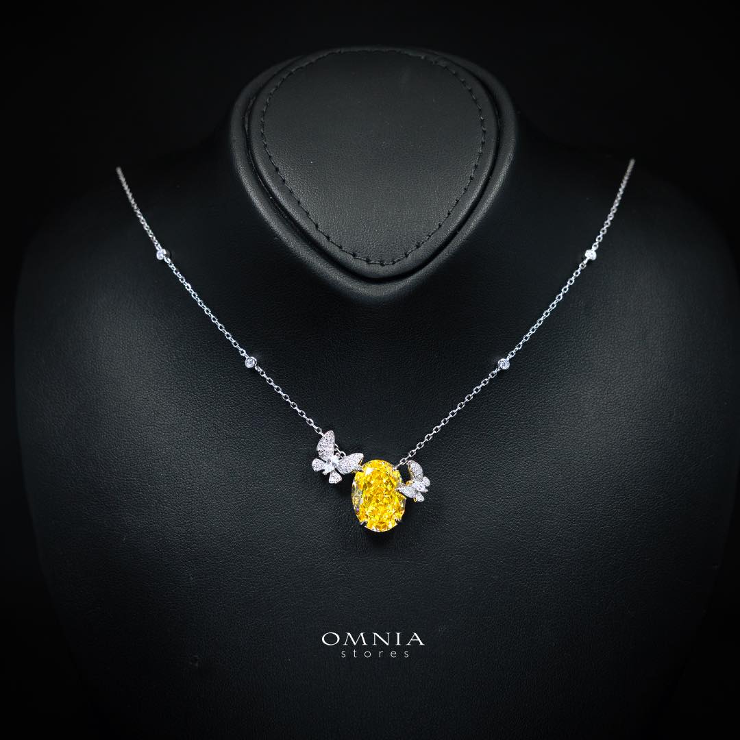 Omnia Maysun Yellow Necklace In 925 Silver High Quality Simulated Diamonds