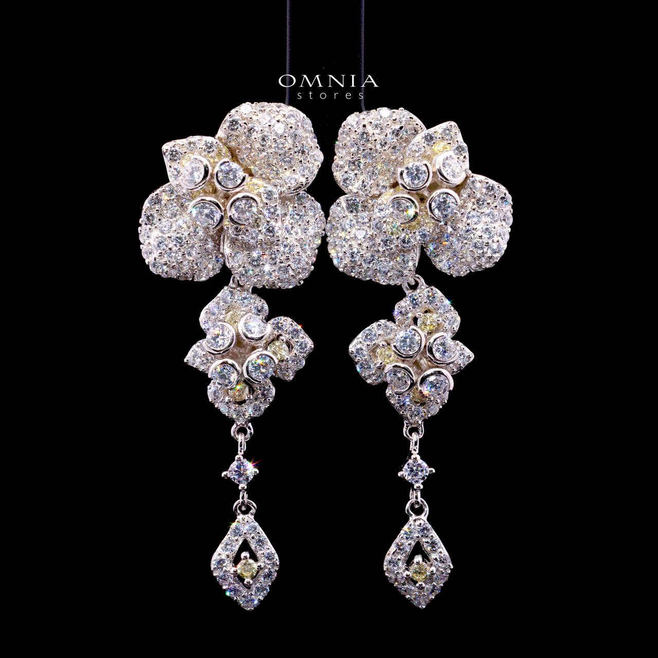 Ahlam Floral Earrings in 925 Sterling Silver with High-Quality Simulated Diamonds
