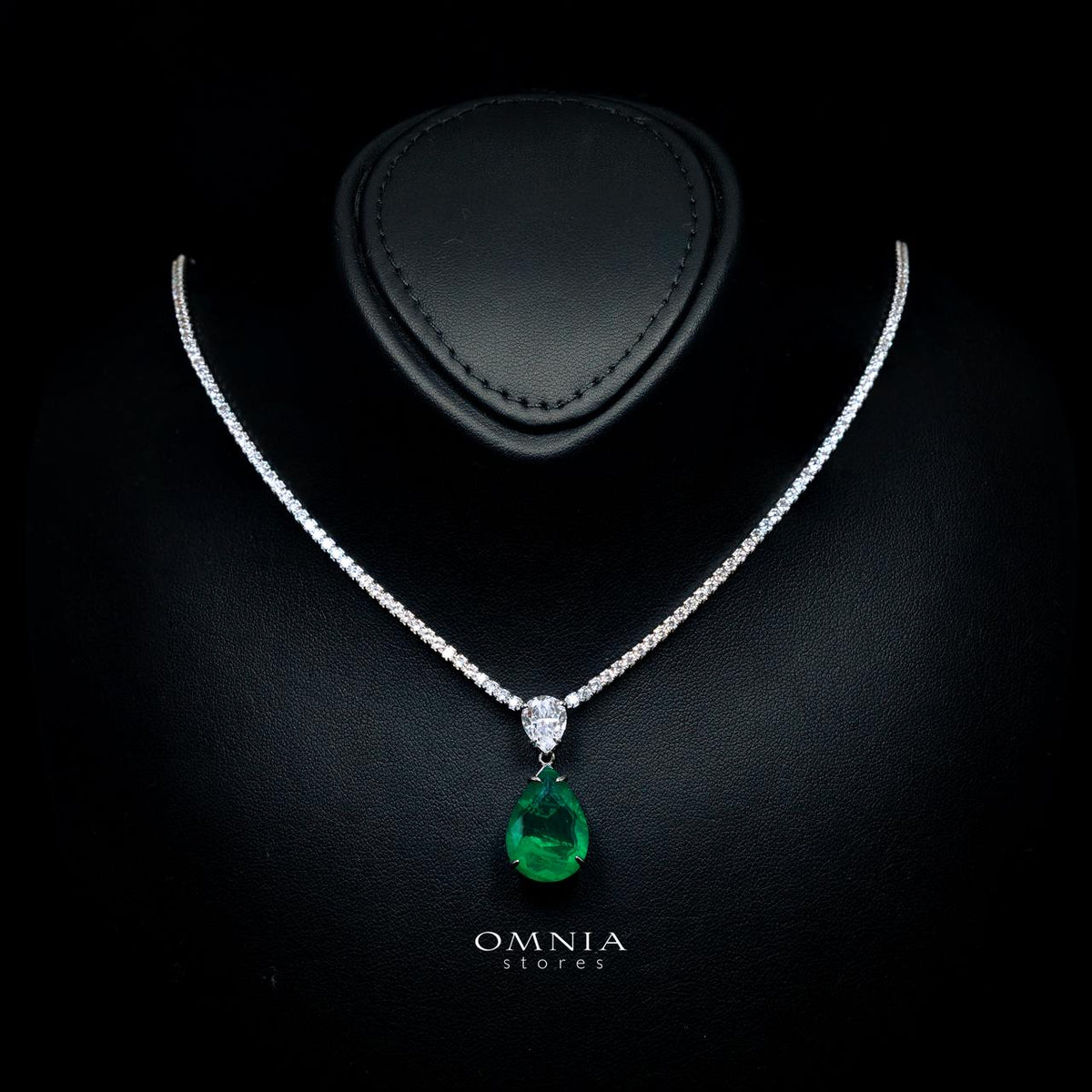 Hiraya Green Necklace with High-Quality Premium Simulated Diamonds in 925 Sterling Silver