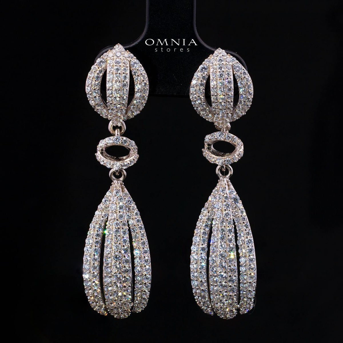 Lameera Drop Earrings with High-Quality Premium Simulated Diamonds in 925 Sterling Silver