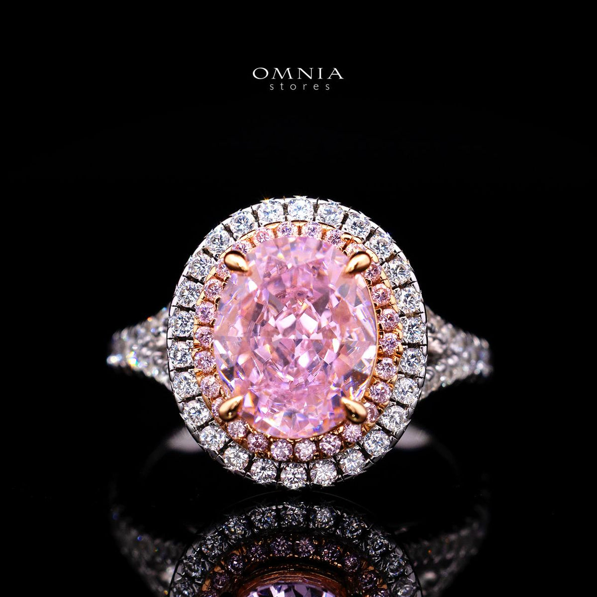Annie Pink Ring with Certified Premium Simulated Diamonds in 925 Sterling Silver