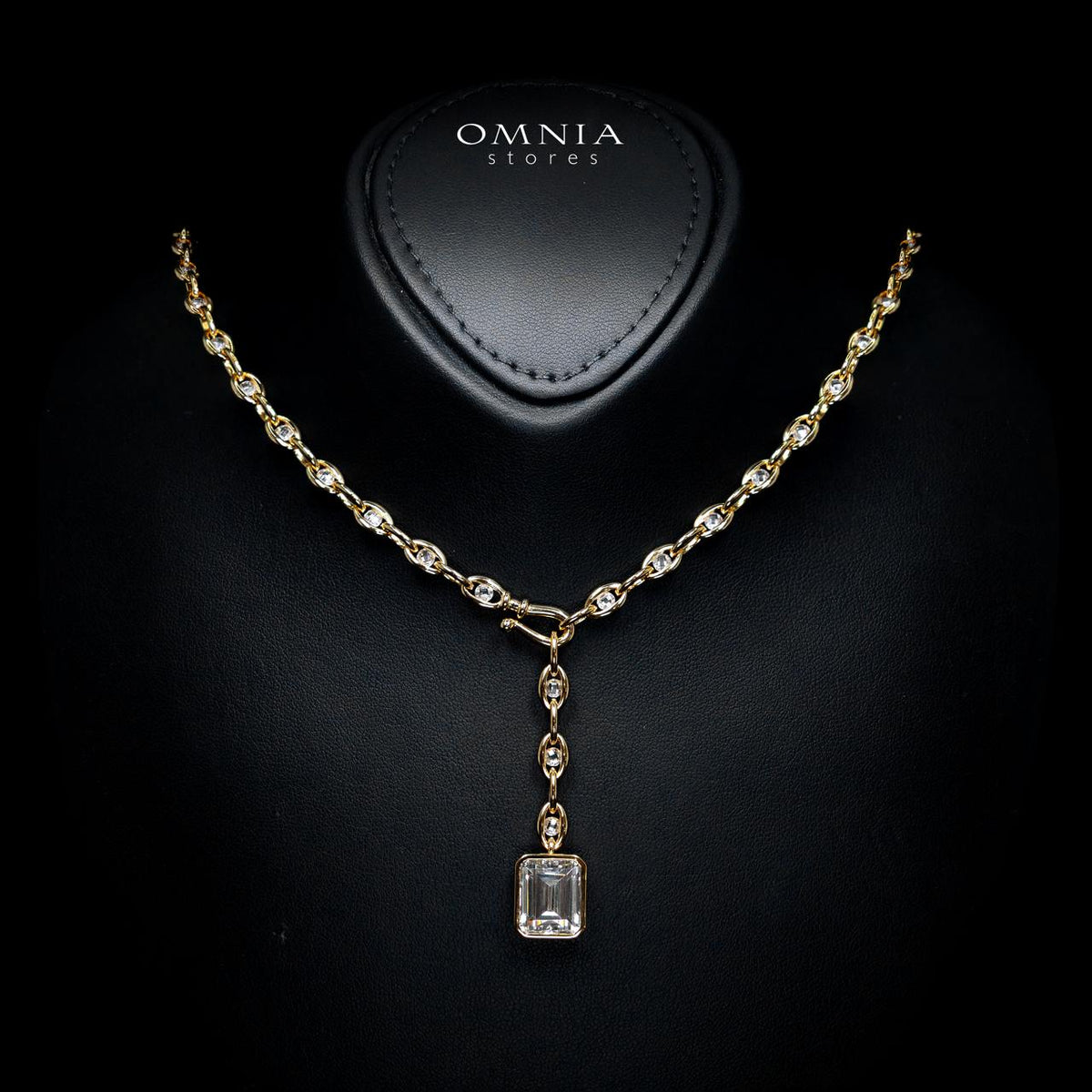 Evie Gold-Plated Necklace with Certified Premium Simulated Diamonds in 925 Sterling Silver
