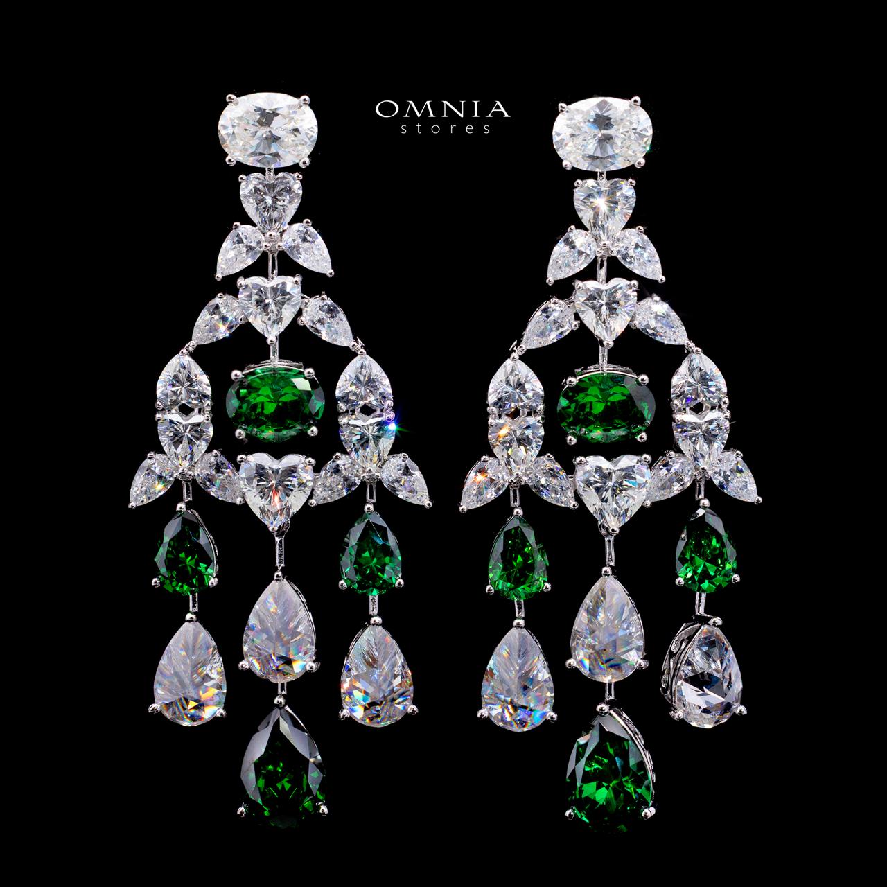 Kinza Green and White Earring with High Premium Signature Stones and Certificate in 925 Silver