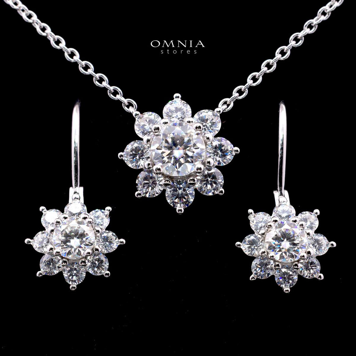 Shirley Round Moissanite Necklace & Earring 6.5mm (1CT) With GRA Certificate in 925 Sterling Silver