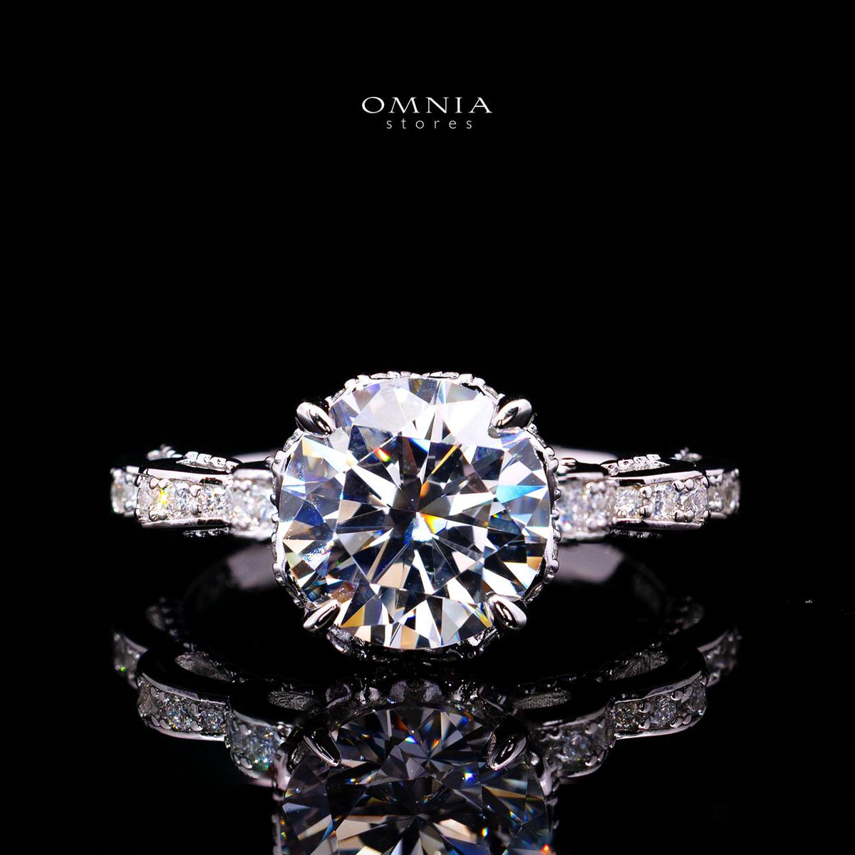 Ruffa Ring with Certified Premium Simulated Diamonds in 925 Sterling Silver