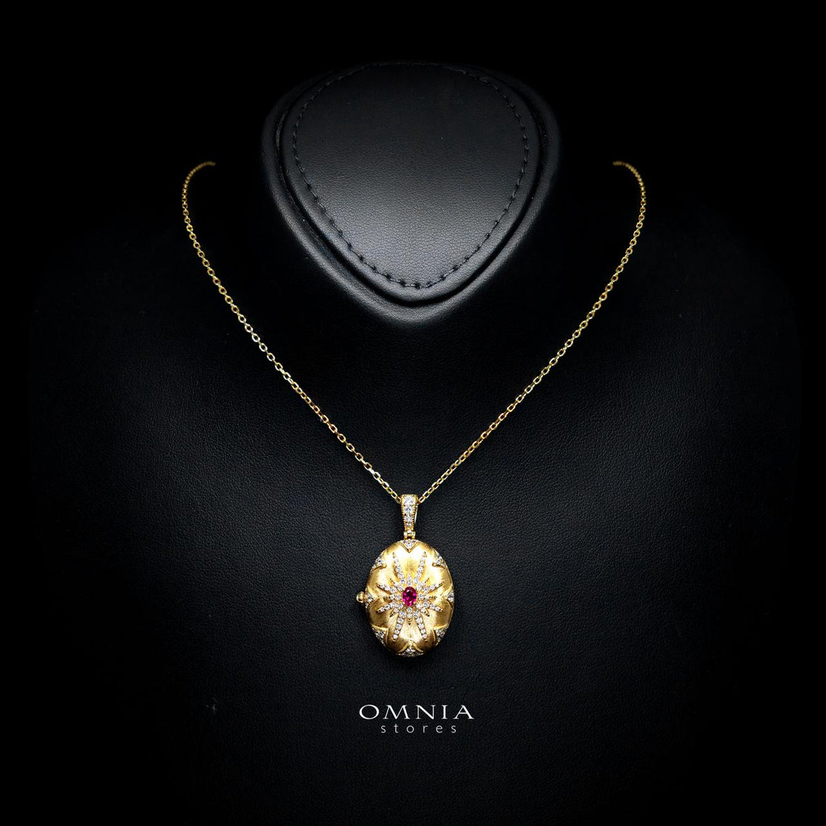 Macy Gold-Plated Necklace with Certified Premium Simulated Diamonds in 925 Sterling Silver