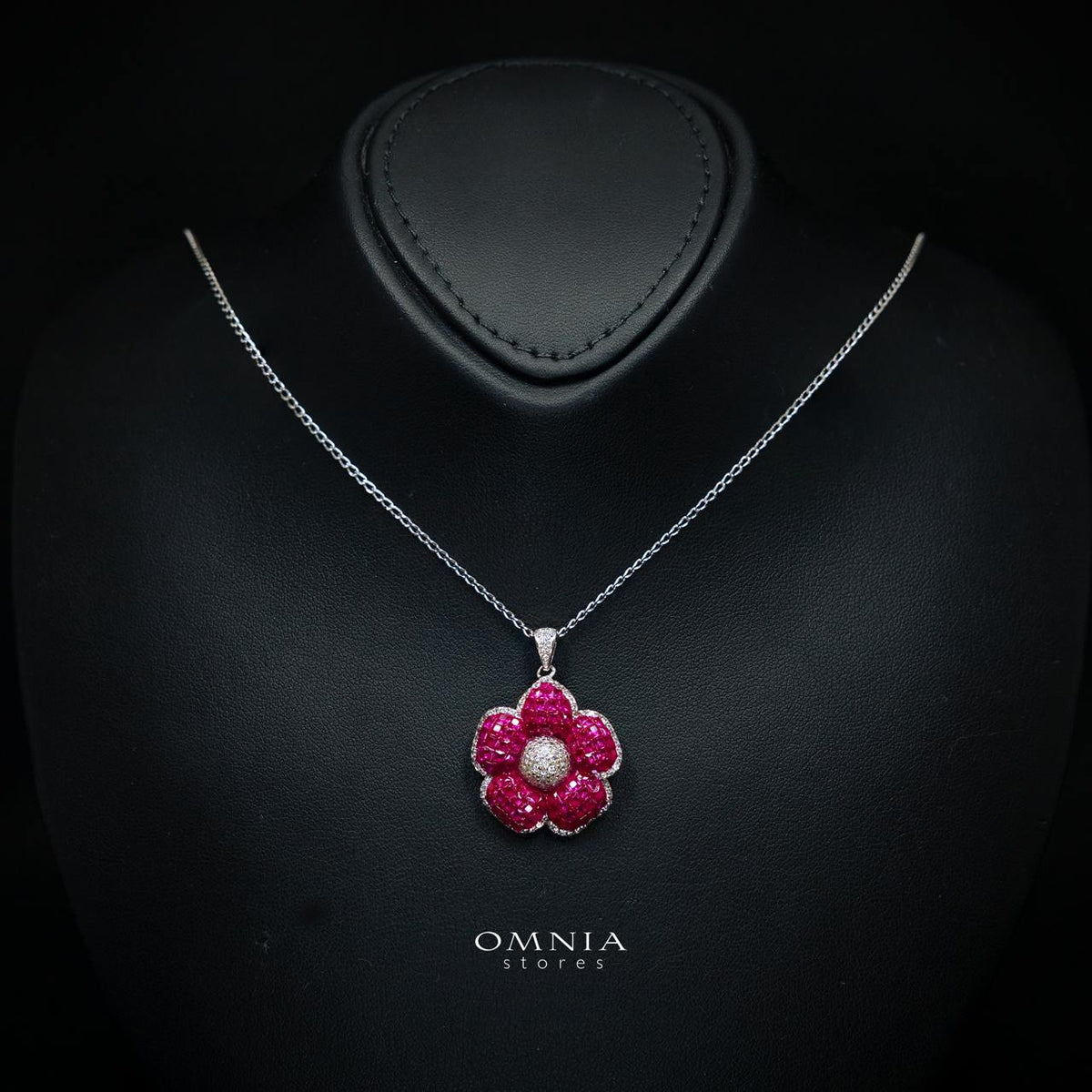 Ruwaina Pink Necklace with High-Quality Premium Simulated Diamonds in 925 Sterling Silver