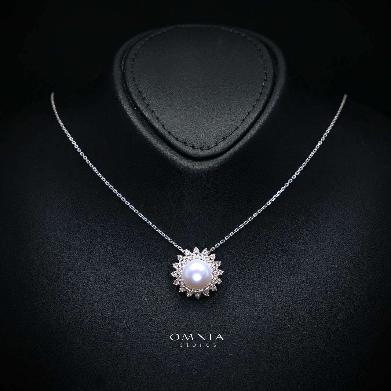 Tasneema Pearl Necklace with High-Quality Premium Simulated Diamonds in 925 Sterling Silver