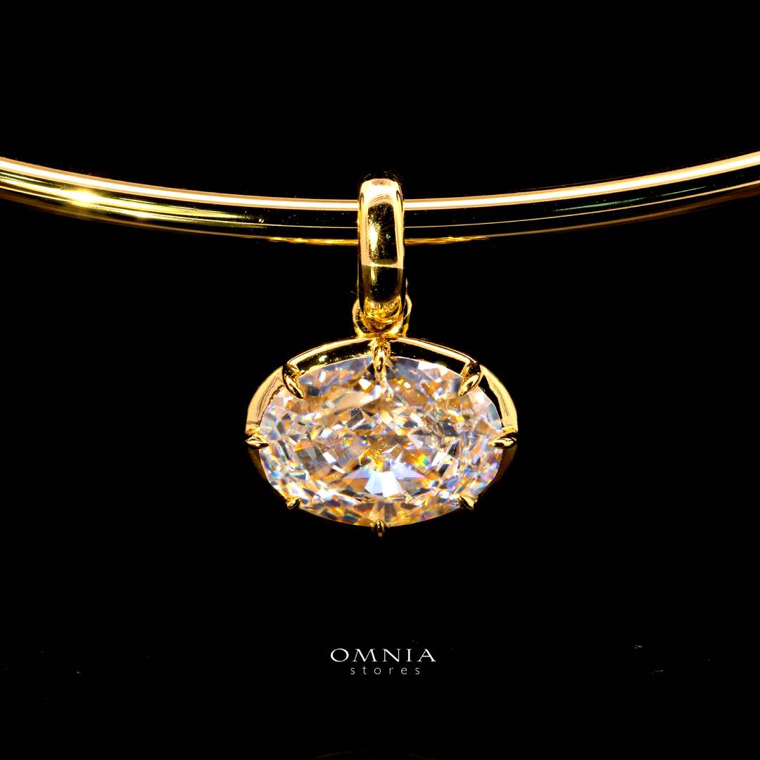 Omnia Rafif Golden Necklace In 925 Silver High Quality Certified Lab Crafted Stones