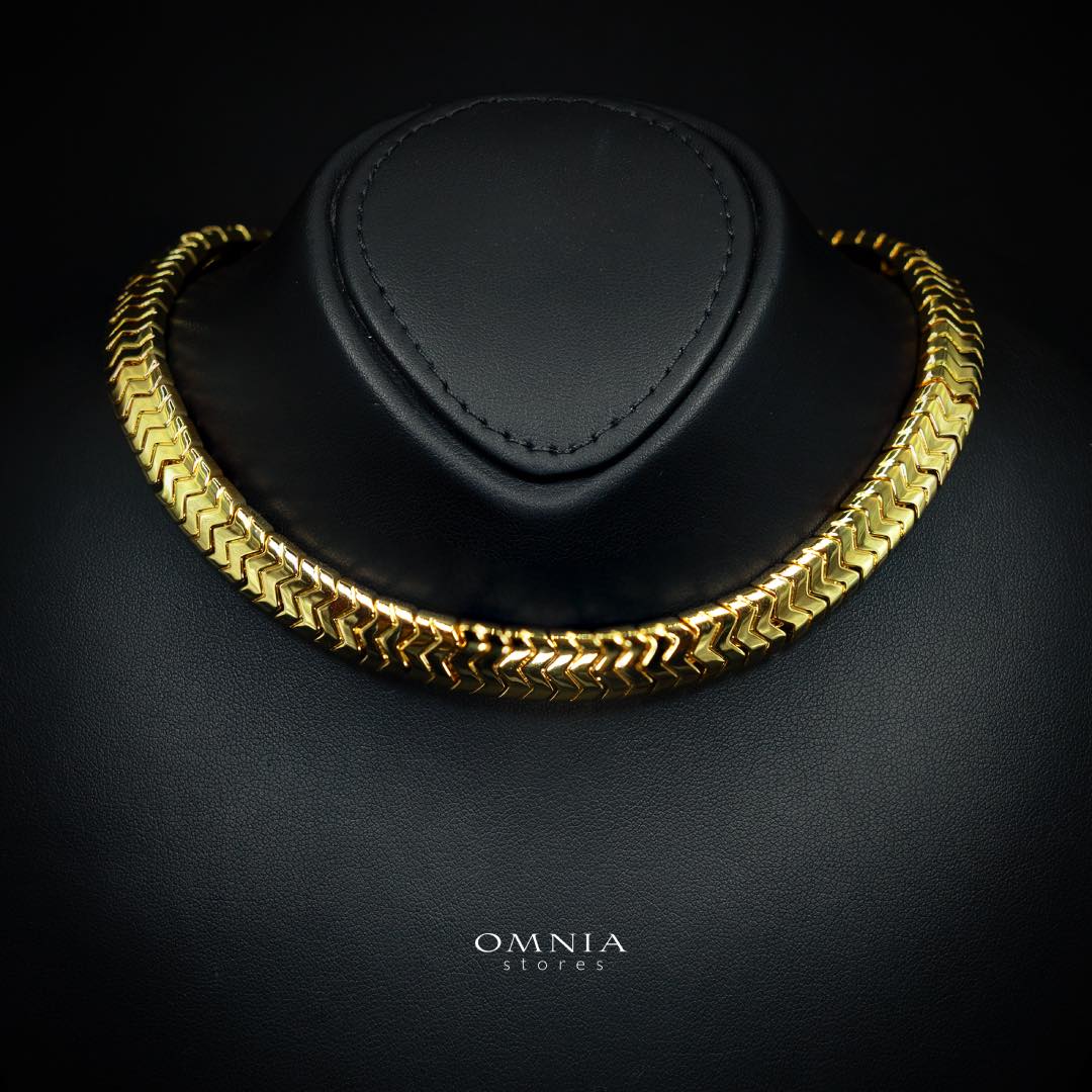 Omnia Afifa Golden Necklace in High-Quality Brass Plated