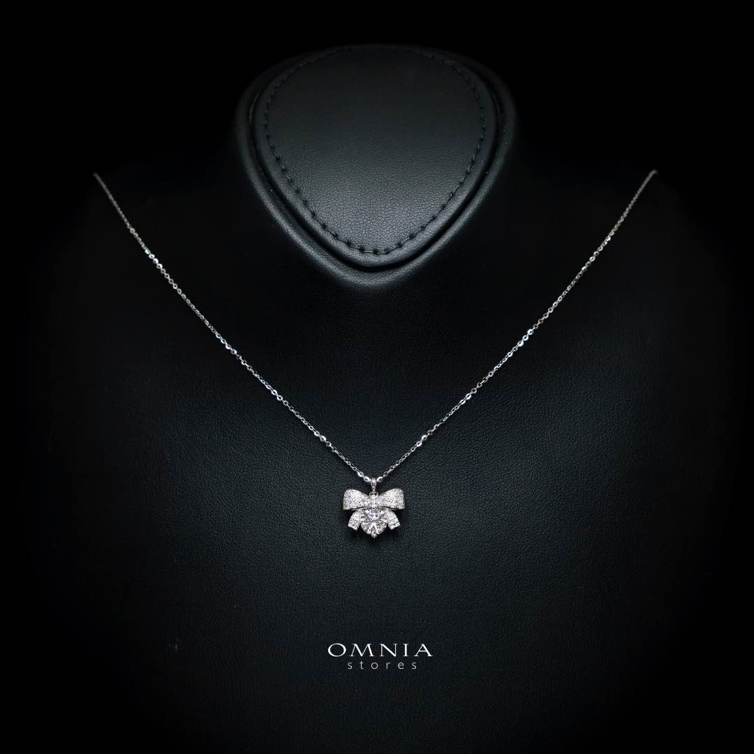 Omnia Asayel Silver Necklace in 925 Silver with High-Quality White Moissanite Stones
