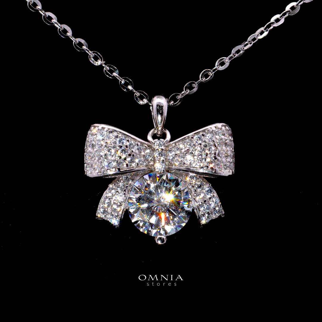 Omnia Asayel Silver Necklace in 925 Silver with High-Quality White Moissanite Stones