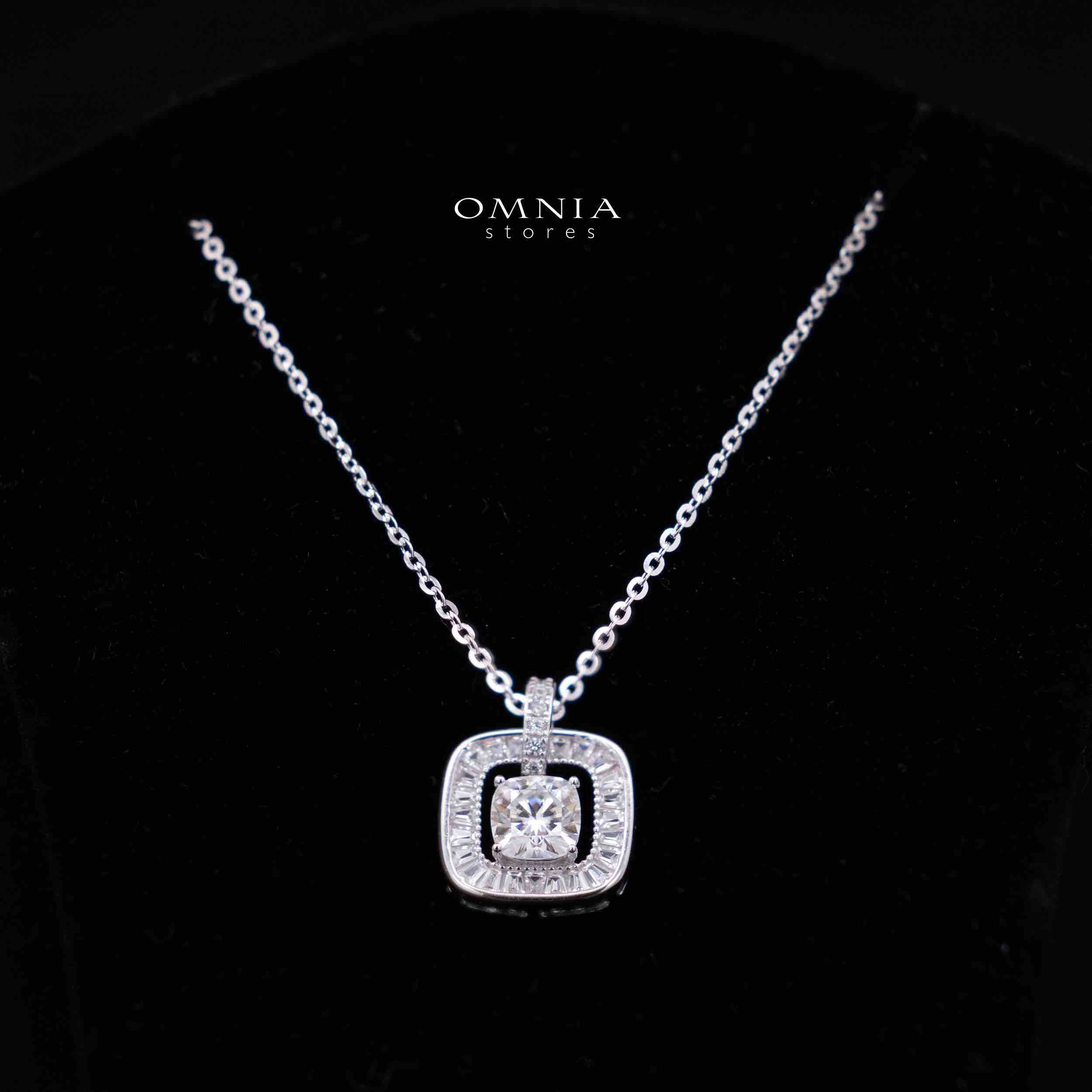 Ansiya White Stacked Square Cushion Design Silver Necklace and Earrings Set in 925 Silver with High-Quality Premium Moissanite Stones