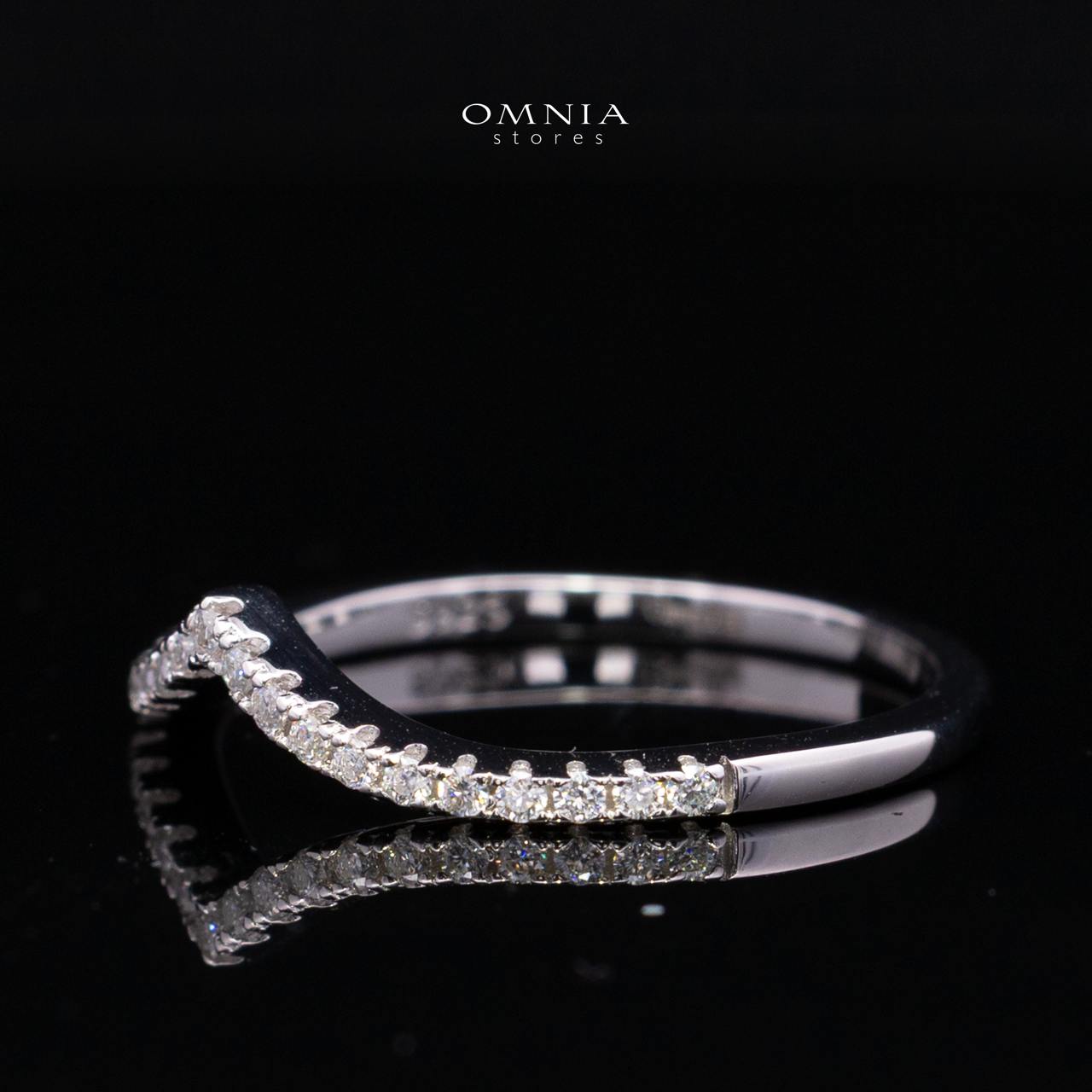 Zafirah White Moissanite V-Shape Chevron Pavé Band Ring – Rhodium-Plated 925 Sterling Silver