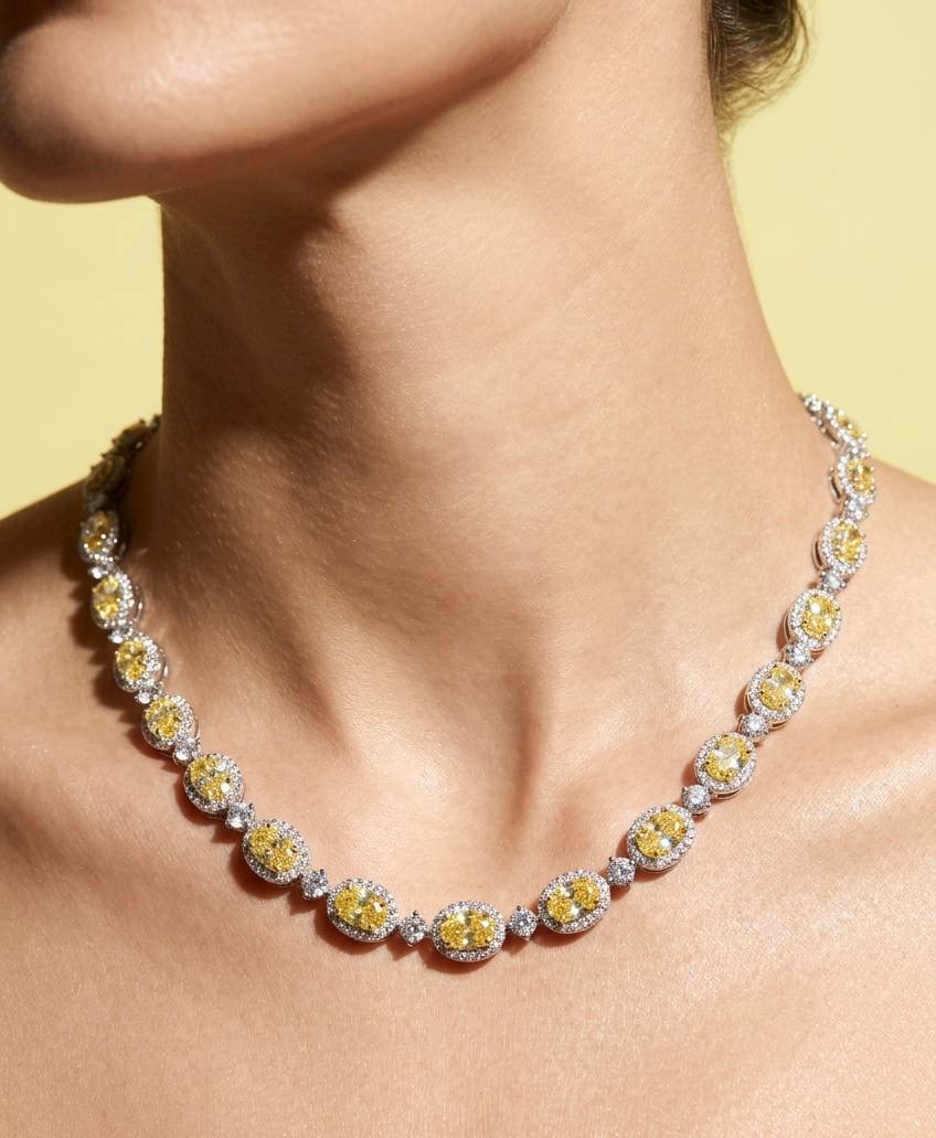 Omnia Asiya Yellow Necklace 925 Silver In High Quality Simulated diamonds