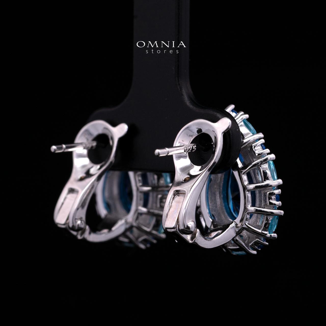 Sireesha Elegant Blue Cluster Clip-On Earrings in 925 Sterling Silver with Premium Simulated Diamond