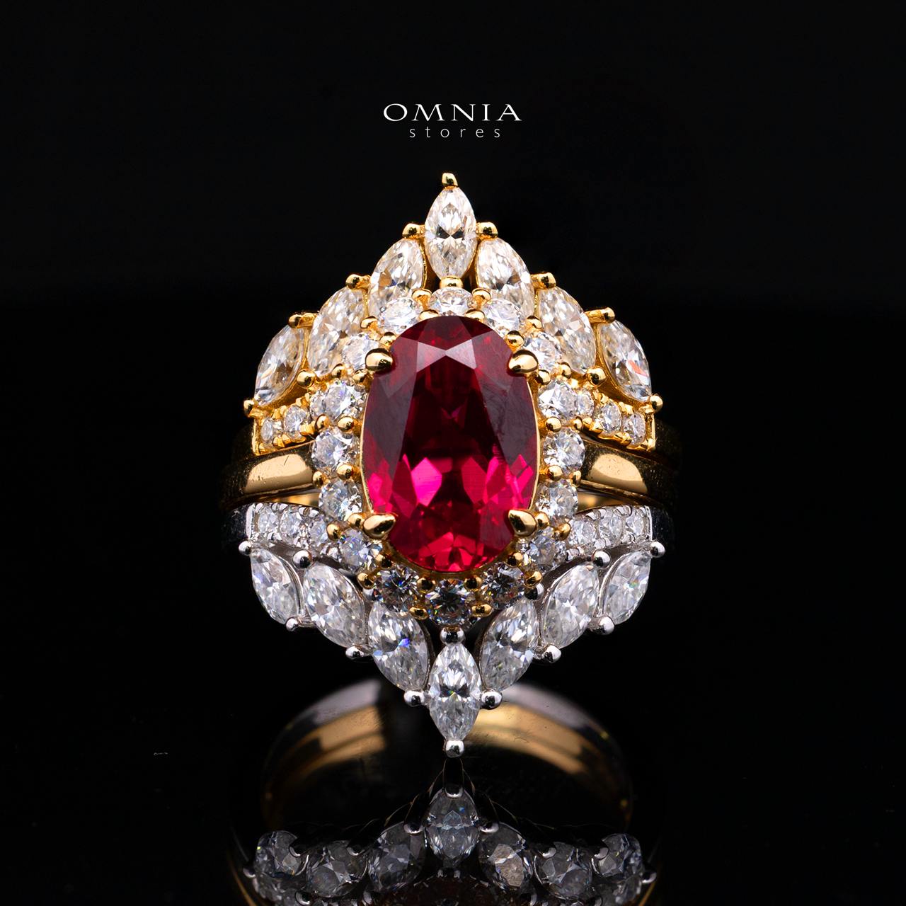 Vittoria Lab-Grown Ruby Moissanite Ring with GRC Certificate – Oval 8x12mm, 925 Sterling Silver