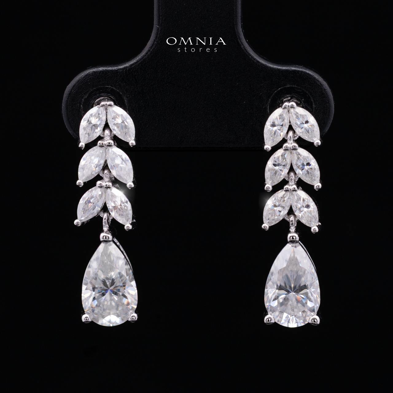 Cristina White Moissanite Earrings with GRA Certificate – 5x8mm Pear Cut, Rhodium-Plated 925 Sterling Silver