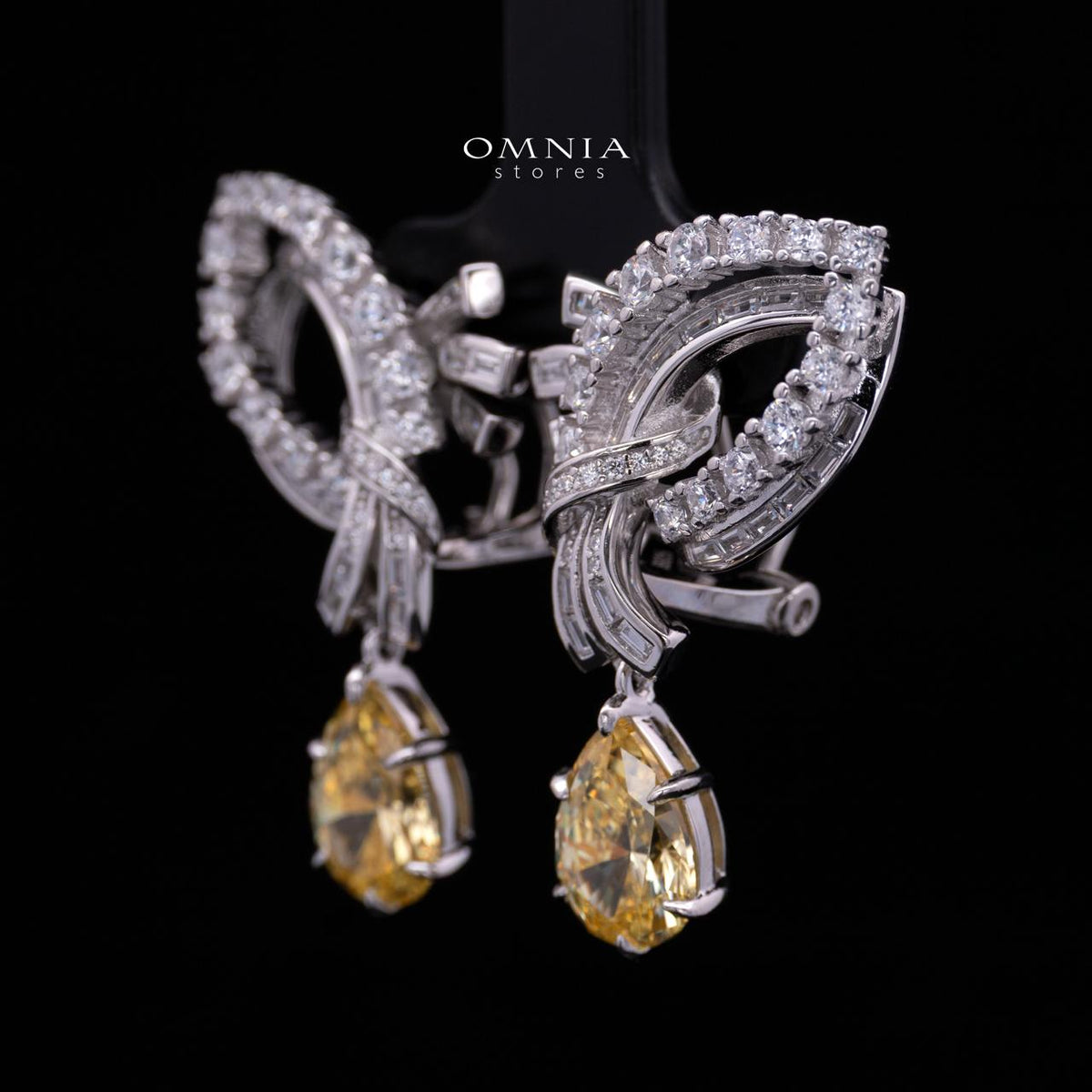 Mary Winged Yellow Drop Earrings: High-Quality Premium Simulated Diamond in 925 Silver