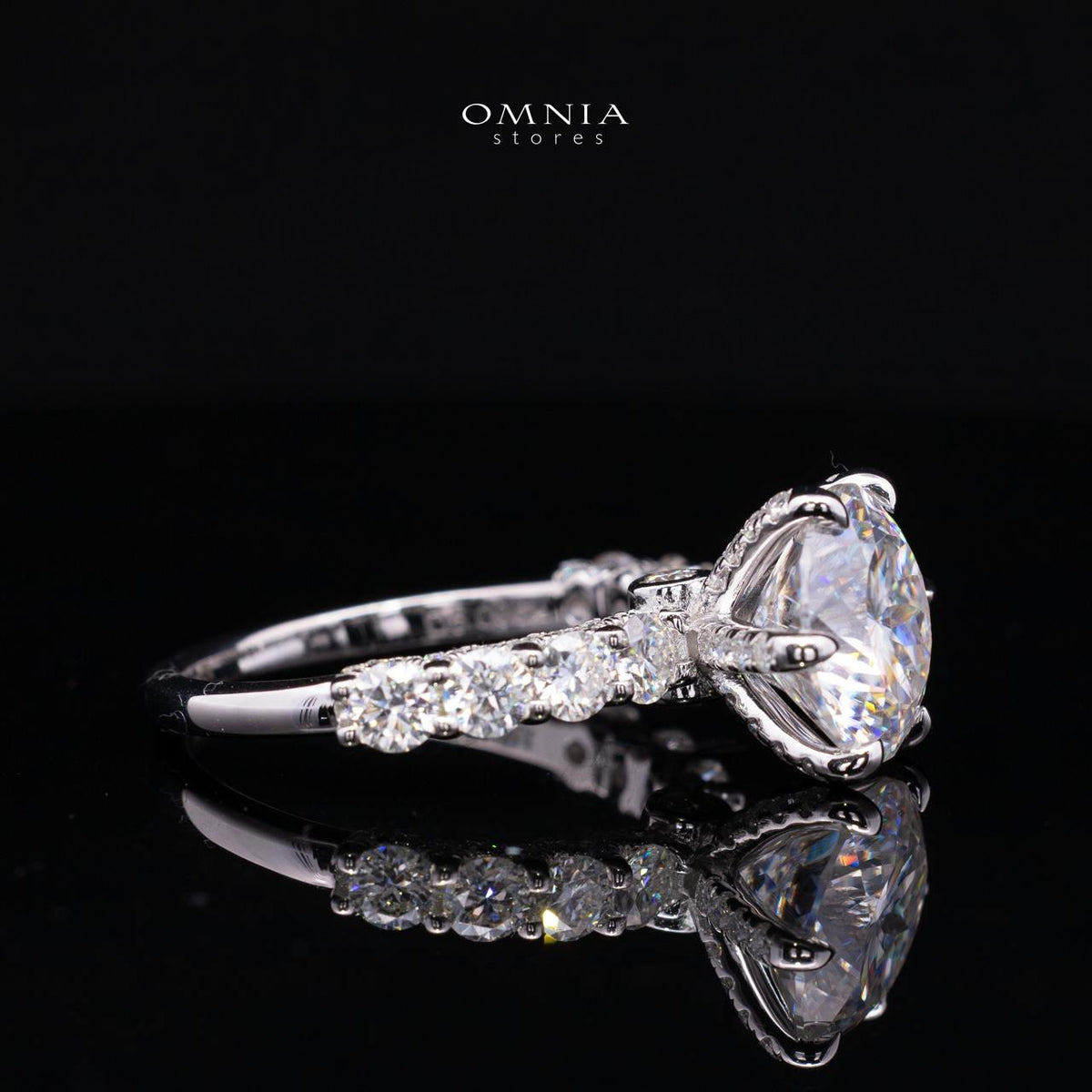 Fidaa White Moissanite Round Cut Ring GRA Certified in High Quality 925 Silver 11mm 5ct