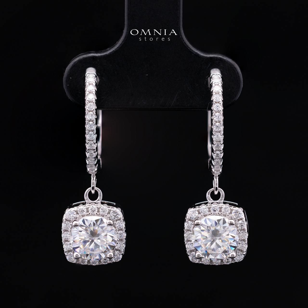 Stefania White Moissanite Drop Earrings with GRA Certificate – RD6.5mm (1ct), Rhodium-Plated 925 Sterling Silver
