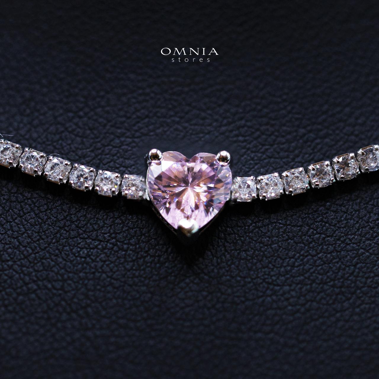 Louise Pink Necklace In 925 Silver High Quality Simulated Diamond