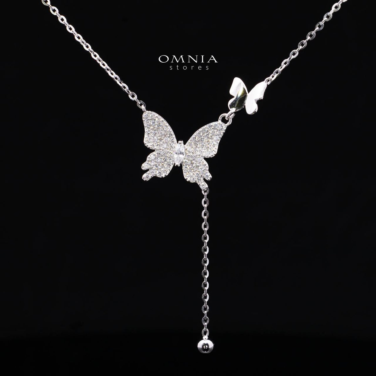 Delia Butterfly Design Necklace and Earrings Set in 925 Sterling Silver with High-Quality Premium Simulated Diamonds