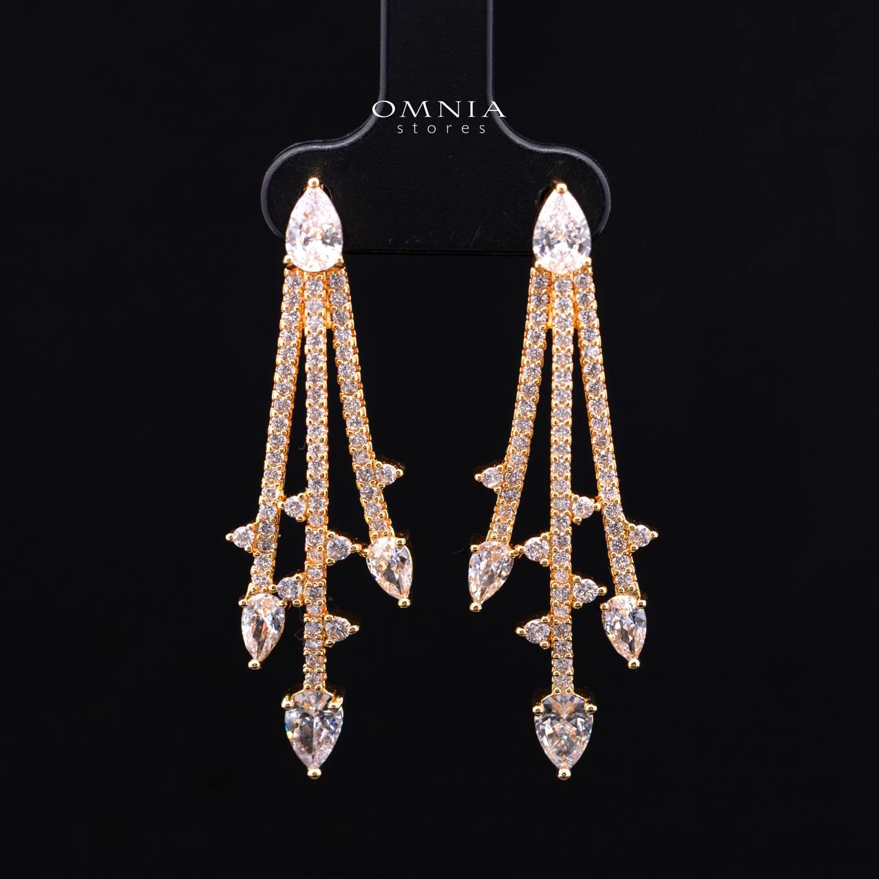 Yuliana Gold Bridal Full Set with High-Quality Premium Zircon Stones, Rhodium-Plated
