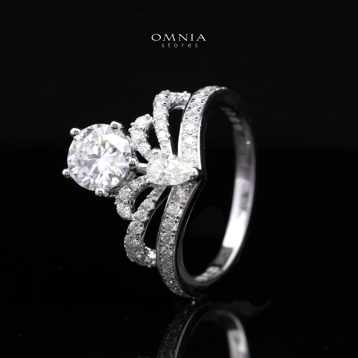 Joumana White Round Cut Ring in High Quality 925 Silver 6.5mm 1ct