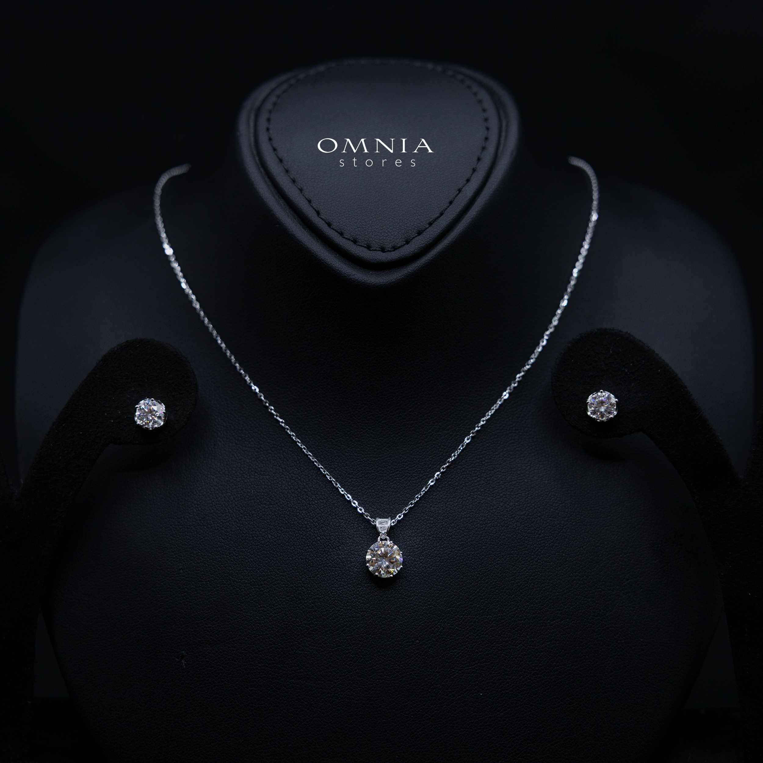 Destinee White Moissanite Necklace and Earring Set in 925 Sterling Silver – Classic Solitaire Design