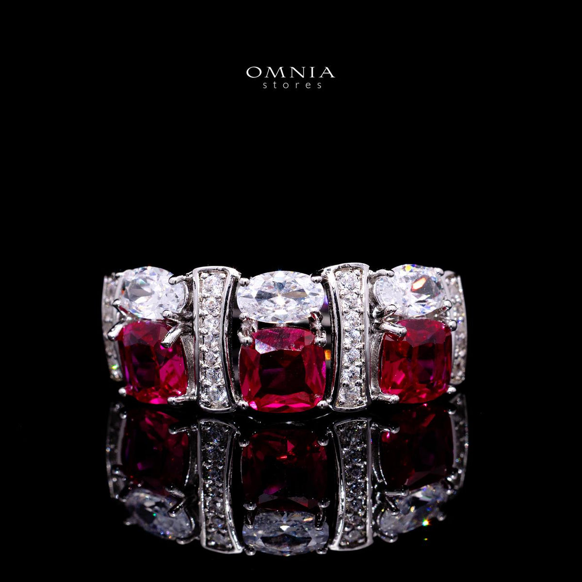 Marley Red Bridal Full Set with High-Quality Simulated Diamonds – Rhodium Plated
