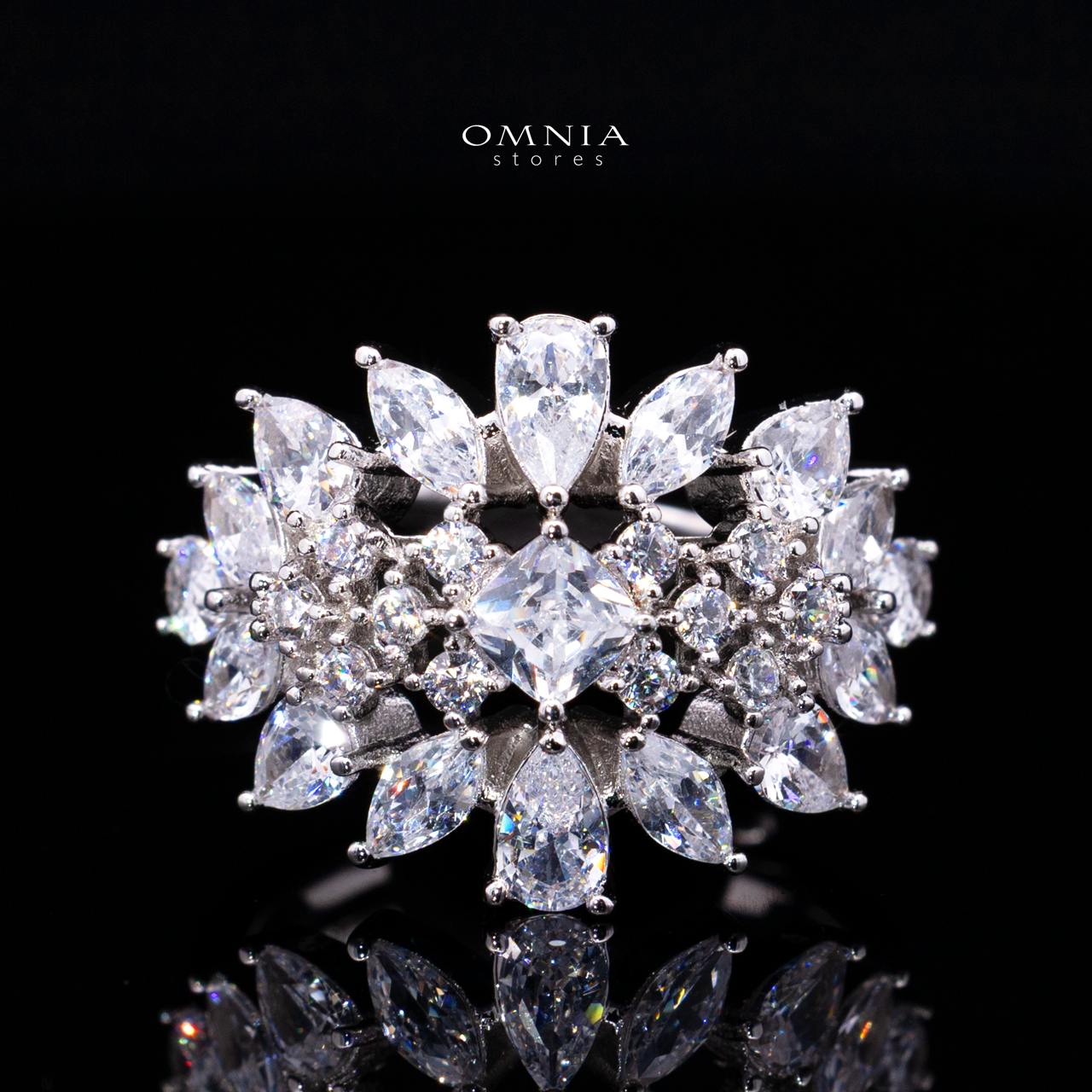 Olenna White Luxury Bridal Full Set with High-Quality Simulated Diamonds, Rhodium Plated